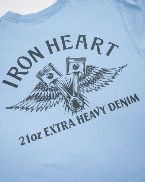 7.5oz Printed Loopwheel Crew Neck T-Shirt IHT-2502 - Sax Blue