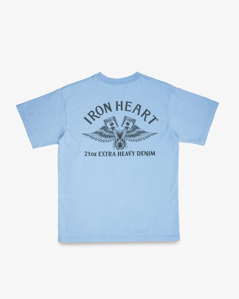 7.5oz Printed Loopwheel Crew Neck T-Shirt IHT-2502 - Sax Blue