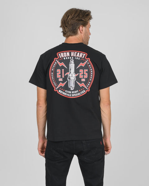 7.5oz Printed Loopwheel Crew Neck T-Shirt IHT-2503 - Black