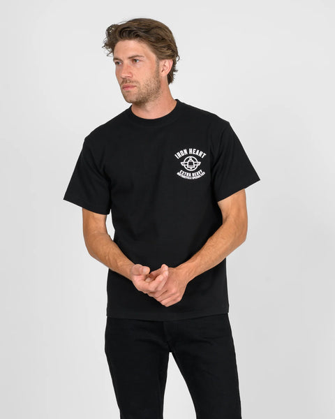 7.5oz Printed Loopwheel Crew Neck T-Shirt IHT-2503 - Black