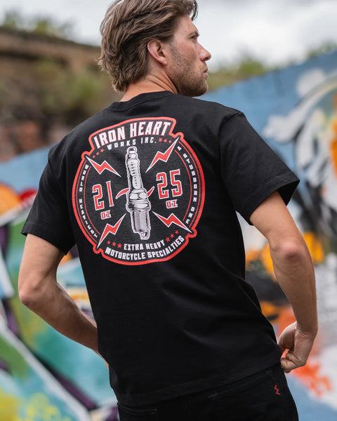 7.5oz Printed Loopwheel Crew Neck T-Shirt IHT-2503 - Black