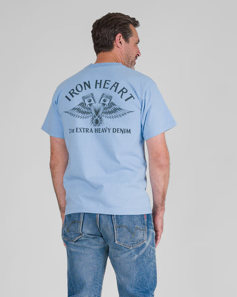 7.5oz Printed Loopwheel Crew Neck T-Shirt IHT-2502 - Sax Blue