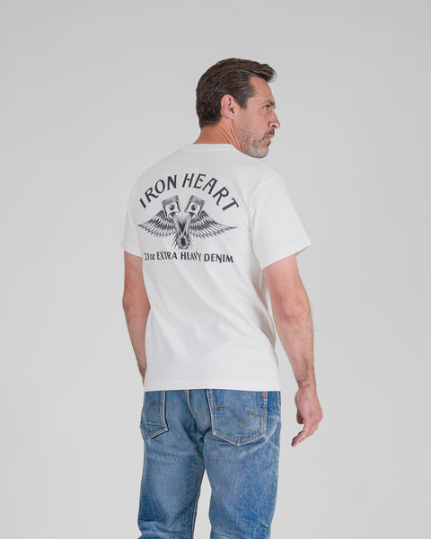 7.5oz Printed Loopwheel Crew Neck T-Shirt IHT-2502 - White