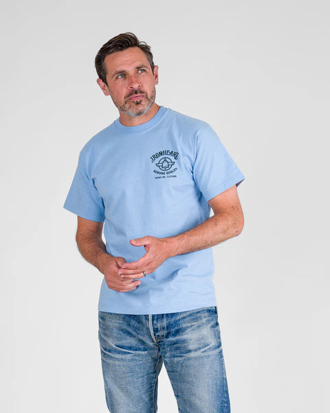 7.5oz Printed Loopwheel Crew Neck T-Shirt IHT-2502 - Sax Blue
