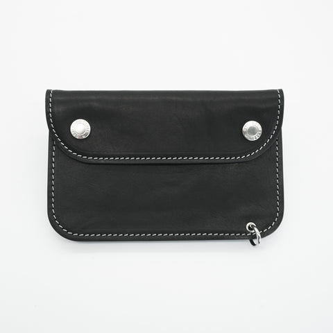 Full-grain horsehide leather wallet handmade in Singapore with zipper and snap closure
