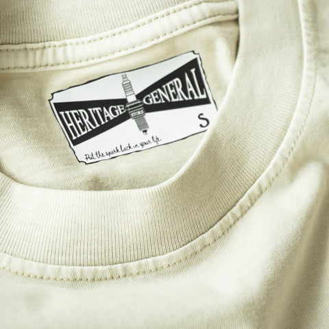 HGS Mukden-Made Boxy Snake T-Shirt in Mint neckline detail, heritage-inspired tee by Heritage General Store