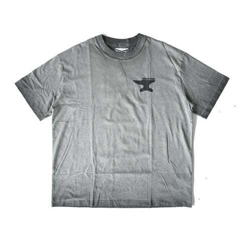 HGS Mukden-Made Boxy T-Shirt Washed Grey front graphic detail, heritage inspired tee by Heritage General Store