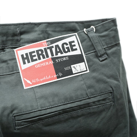 HGS Pleated Jester Pants in Grey back label patch view, rugged workwear pants by Heritage General Store