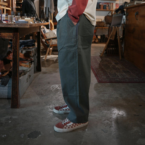 HGS Pleated Jester Pants in Grey model wearing side view in Rugged Gentlemen Shoppe Singapore, rugged workwear pants by Heritage General Store