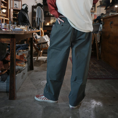 HGS Pleated Jester Pants in Grey model wearing back view in Rugged Gentlemen Shoppe Singapore, rugged workwear pants by Heritage General Store