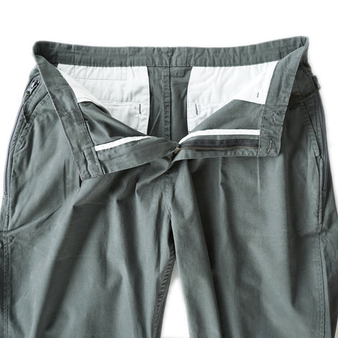 HGS Pleated Jester Pants in Grey front view unzipped, rugged workwear pants by Heritage General Store