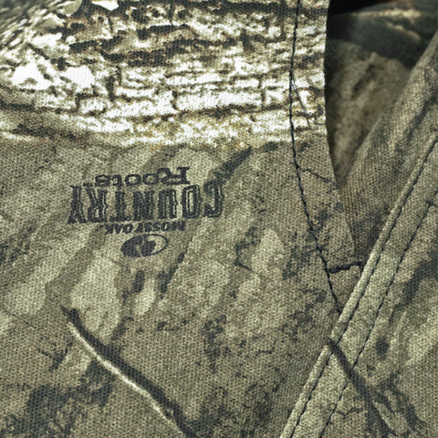 Close-up of HGS Woodland Utility Shorts woodland camouflage fabric and stitching