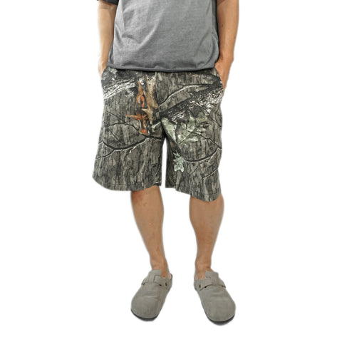 HGS Woodland Utility Shorts vintage woodland camouflage relaxed fit shorts front view on model