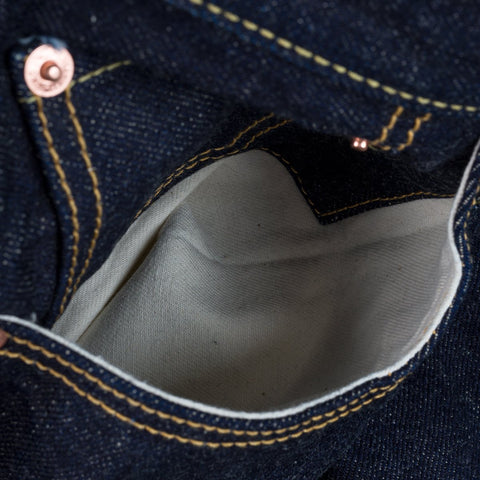 18oz Vintage Selvedge Denim Slim Tirus Potongan Jeans IH777S-18 - Indigo