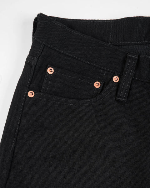 14oz Selvedge Denim Relaxed Tapered Cut Jeans IH-888S-142BB - Black/Black