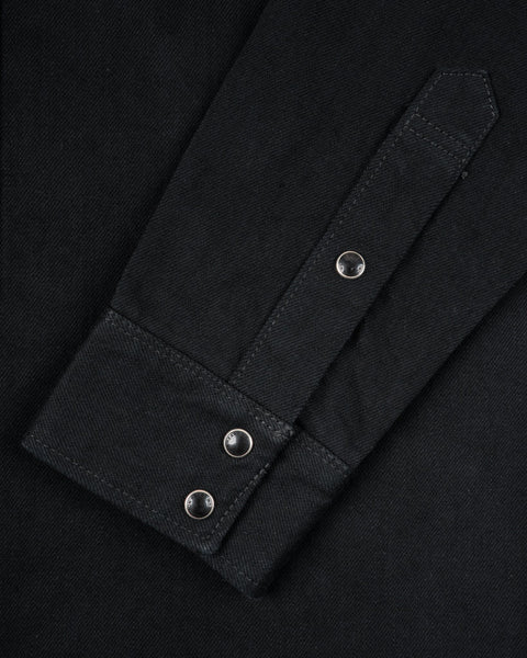 12oz Selvedge Denim Western Shirt "The Johnny Cash III" IHSH-218-BLK - Black