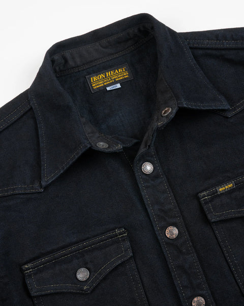 18oz Vintage Selvedge Denim CPO Shirt IHSH-293-OD - Indigo Overdyed Black