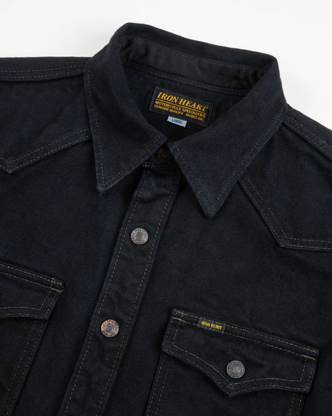 18oz Vintage Selvedge Denim CPO Shirt IHSH-293-OD - Indigo Overdyed Black