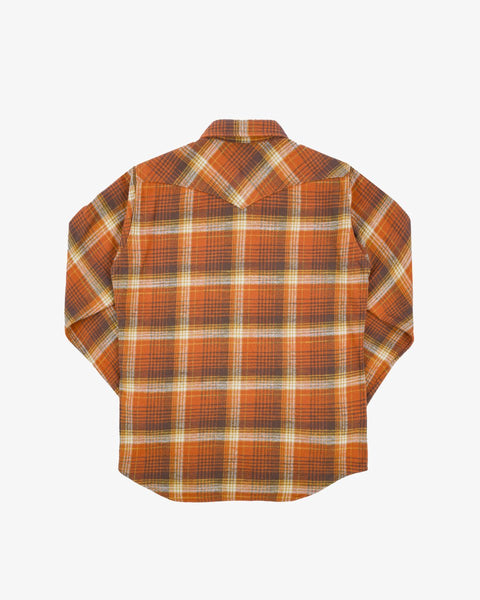 12oz Slubby Heavy Flannel Check Western Shirt IHSH399-ORA - Orange