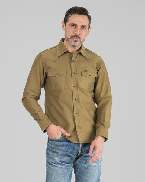 12oz Military Moleskin Western Shirt IHSH-426-KHA - Khaki