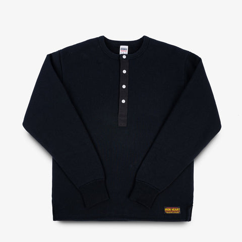 Sweater Lengan Panjang 11oz Henley IHTL-2401- Hitam