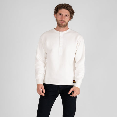 11oz Henley Sweater Lengan Panjang IHTL-2401 - Putih