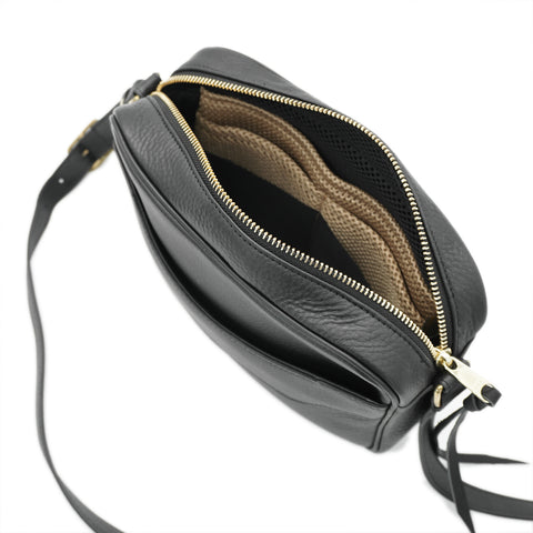Shows internal cushion lining of Handmade Fullgrain Tumbled Cowhide Leather Bag by Obbi Good Label Singapore
