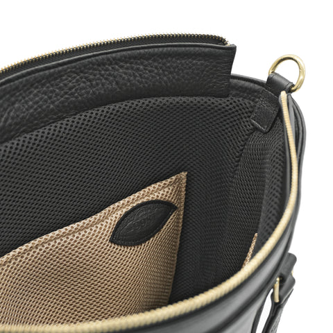 Internal cushion lining of Handmade Black Fullgrain Tumbled Cowhide Leather Totebag, handmade by Obbi Good Label Singapore
