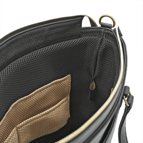 Internal cushion lining of Handmade Black Fullgrain Tumbled Cowhide Leather Totebag, handmade by Obbi Good Label Singapore