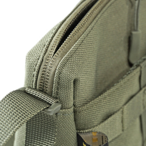 Close-up of refined stitching and durable zipper construction on OriGinaLe Origo Sling Bag
