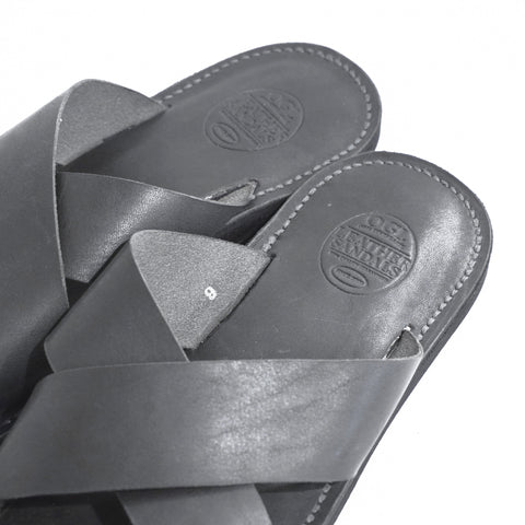 OGL/DR SOLE CROSS STYLE LEATHER SANDALS BLACK