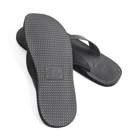 OGL/DR SOLE THONG STYLE LEATHER SANDALS BLACK