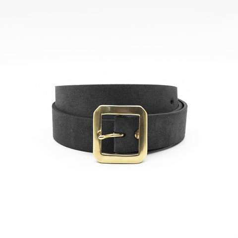OGL Single-Prong Rough-Out Garrison Belt Black handmade full-grain leather solid brass buckle