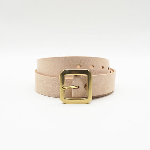 OGL Single-Prong Rough-Out Garrison Belt Natural full-grain leather handmade with solid brass buckle
