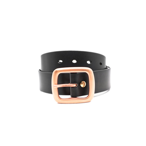 OGL Belt Copper Buckle Leather Belt Full-Dyed Black