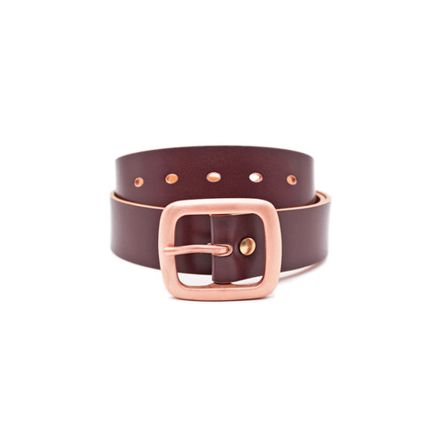 OGL Belt Copper Buckle Leather Belt Hand-Dyed Brown