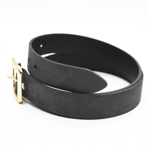 OGL Single-Prong Rough-Out Garrison Belt Black handmade full-grain leather solid brass buckle