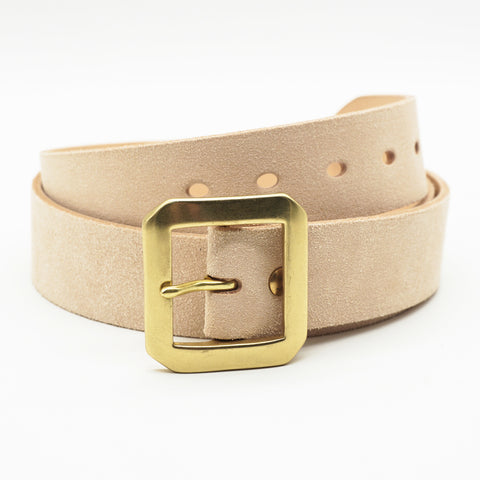 OGL Single-Prong Rough-Out Garrison Belt Natural full-grain leather handmade with solid brass buckle