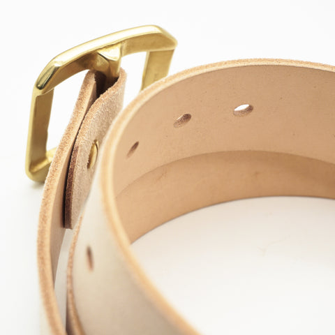 OGL Single-Prong Rough-Out Garrison Belt Natural full-grain leather handmade with solid brass buckle