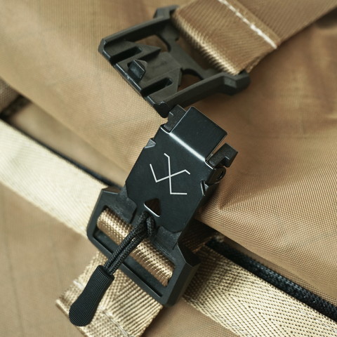 Gold roll-top tote bag made from ECOPAK sailcloth with Fidlock magnetic closure by Obbi Good Label