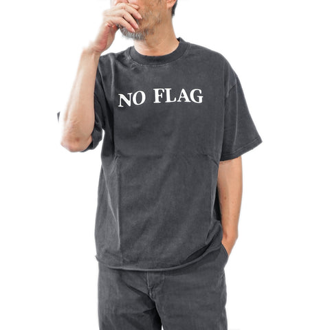 HGS No Flag Vintage Boxy Tee vintage black washed cotton graphic T-shirt front view model wearing