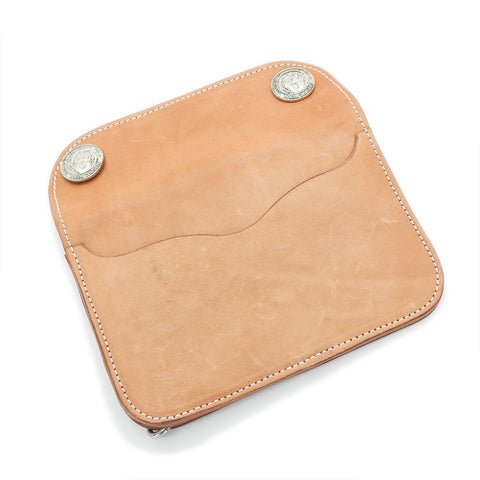 Full grain horsehide leather wallet concho edition natural color handmade back view