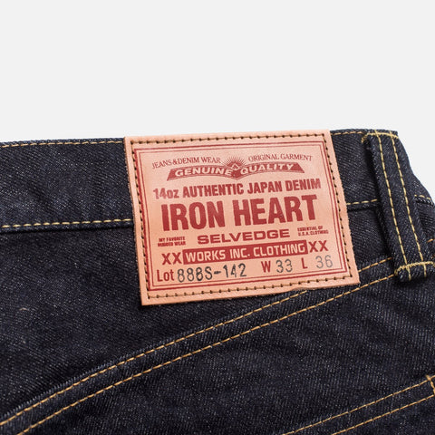 14oz Selvedge Denim Sederhana/Tinggi Seluar Jeans Potongan Tirus IH888S-142 - Indigo
