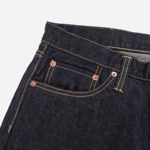 14oz Selvedge Denim Sederhana/Tinggi Seluar Jeans Potongan Tirus IH888S-142 - Indigo