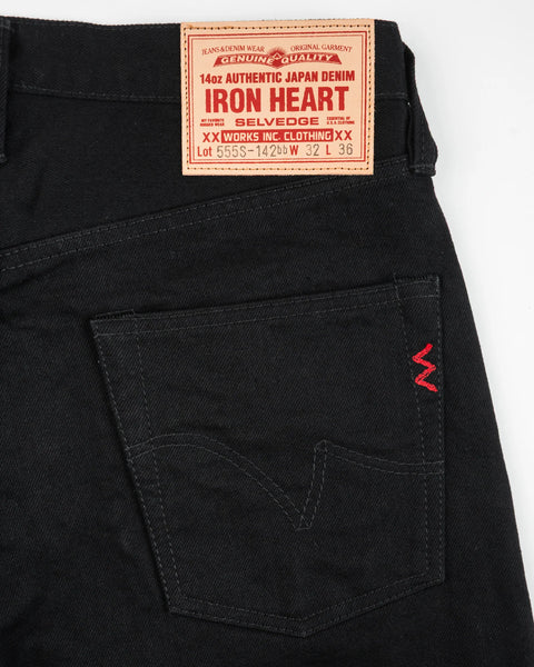 Iron Heart IH-555S-142BB Black-on-Black in 14oz selvedge denim jeans available at Rugged Gentlemen Shoppe