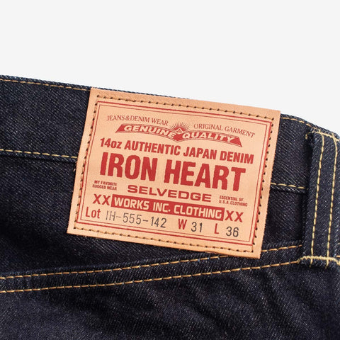 Iron Heart IH-555S-142 indigo in 14oz selvedge denim jeans available at Rugged Gentlemen Shoppe