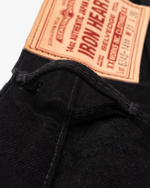 Iron Heart IH-634S-142BB Black in 14oz selvedge denim jeans available at Rugged Gentlemen Shoppe