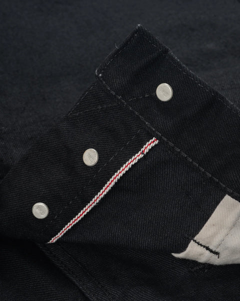 Iron Heart IH-555S-142BB in 14oz black selvedge denim jeans available at Rugged Gentlemen Shoppe
