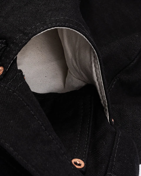 Iron Heart IH-634S-142BB in 14oz black selvedge denim jeans available at Rugged Gentlemen Shoppe