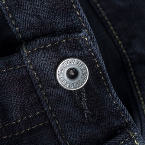 Iron Heart IH-777S-SLBod 16oz slubby selvedge indigo overdyed black denim jeans available at Rugged Gentlemen Shoppe